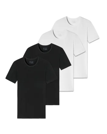 Set de tricouri cu decolteu la baza gatului - 4 piese, Alb/Negru