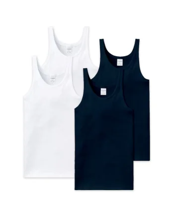 Set de top-uri de bumbac Essentials - 4 piese, Alb/Bleumarin