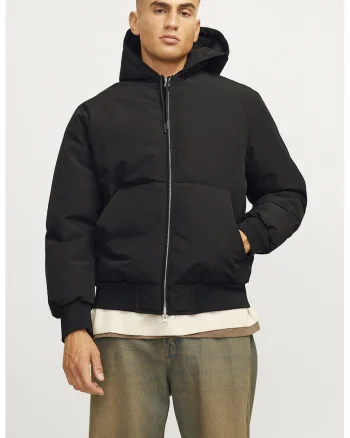 Geaca bomber cu gluga, Negru