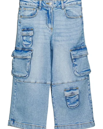 Blugi cargo ampli, Albastru deschis