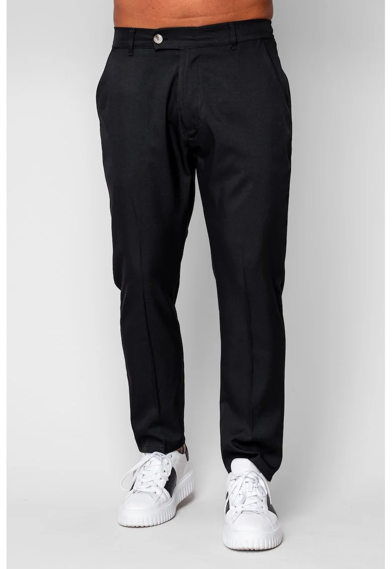 Pantalon lung cu elastic si nasture Black 19925, Negru