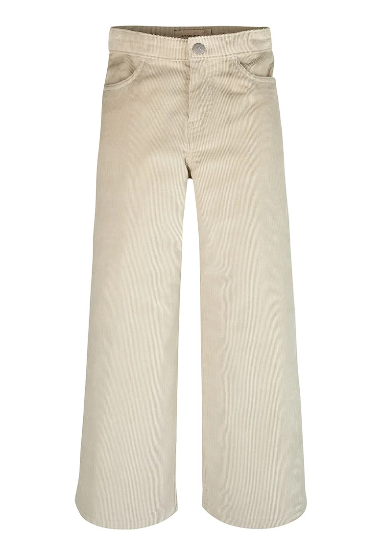 Pantaloni din amestec de bumbac organic cu aspect catifelat, Alb fildes