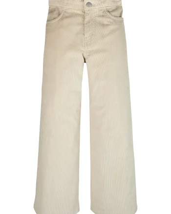 Pantaloni din amestec de bumbac organic cu aspect catifelat, Alb fildes