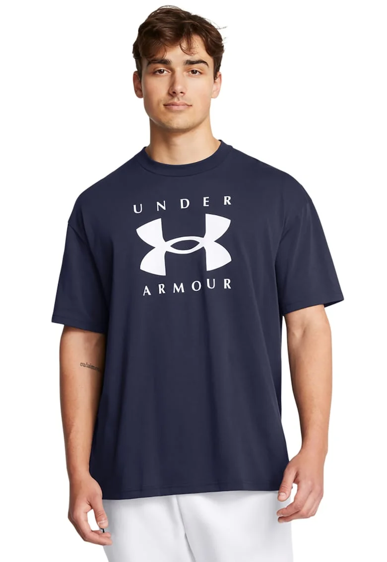 Tricou supradimensionat Heavyweight, Alb/Bleumarin