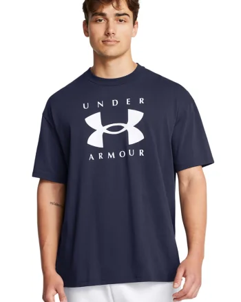 Tricou supradimensionat Heavyweight, Alb/Bleumarin