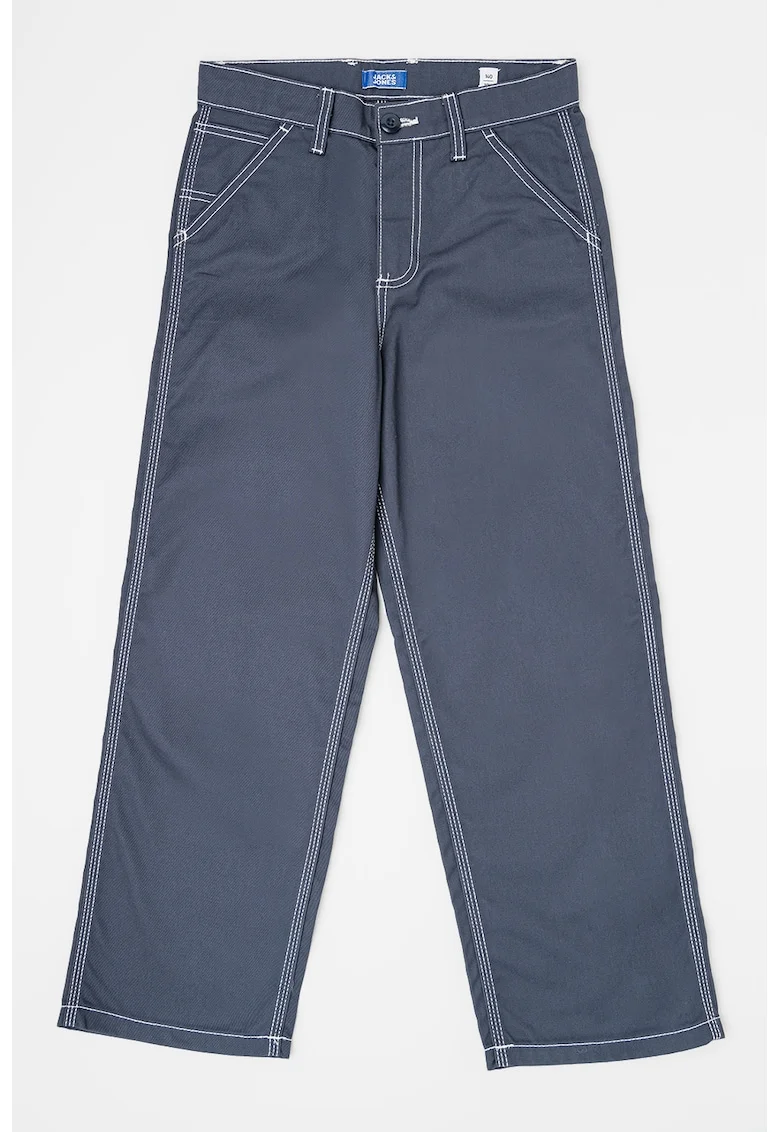 Pantaloni relaxed fit, Gri carbune/Alb murdar