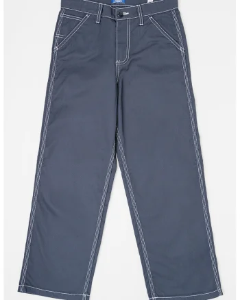 Pantaloni relaxed fit, Gri carbune/Alb murdar
