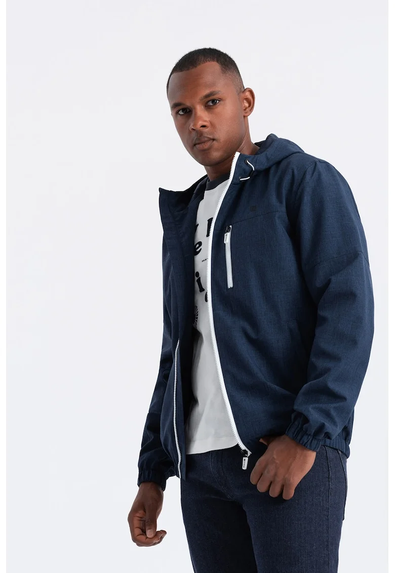 Jacheta cu captuseala de fleece, pentru fitness, Albastru inchis