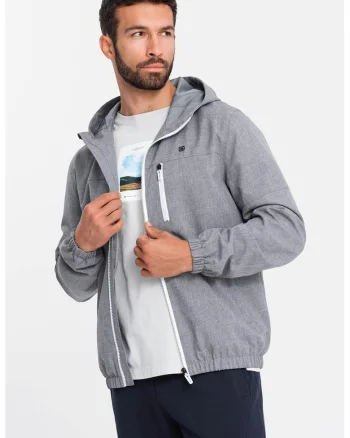 Jacheta cu captuseala de fleece, pentru fitness, Gri melange