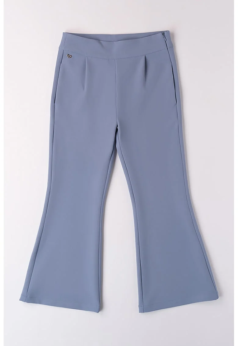 Pantaloni uni cu croiala evazata, Albastru prafuit
