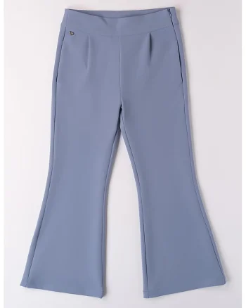 Pantaloni uni cu croiala evazata, Albastru prafuit