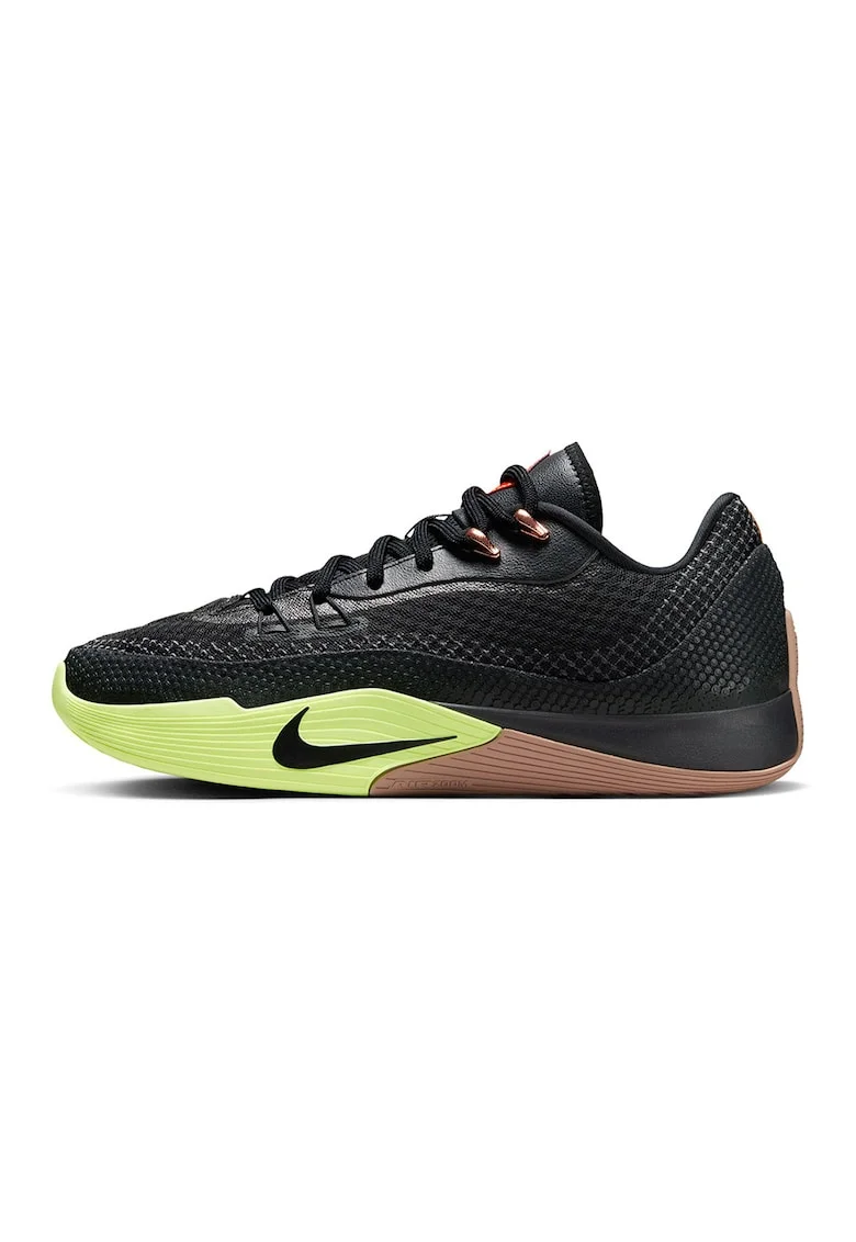 Pantofi sport Street Flare din piele ecologica cu logo, pentru baschet, Negru/Verde lime