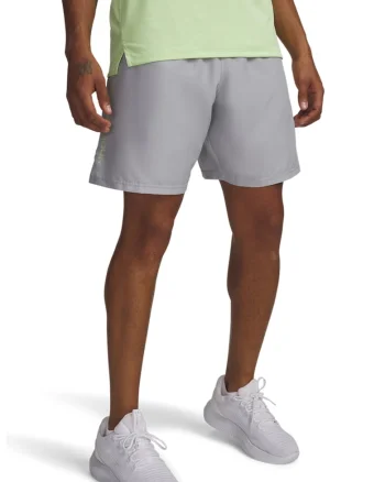 Pantaloni cu logo si buzunare laterale, pentru antrenament Tech, Gri deschis melange/Verde lime