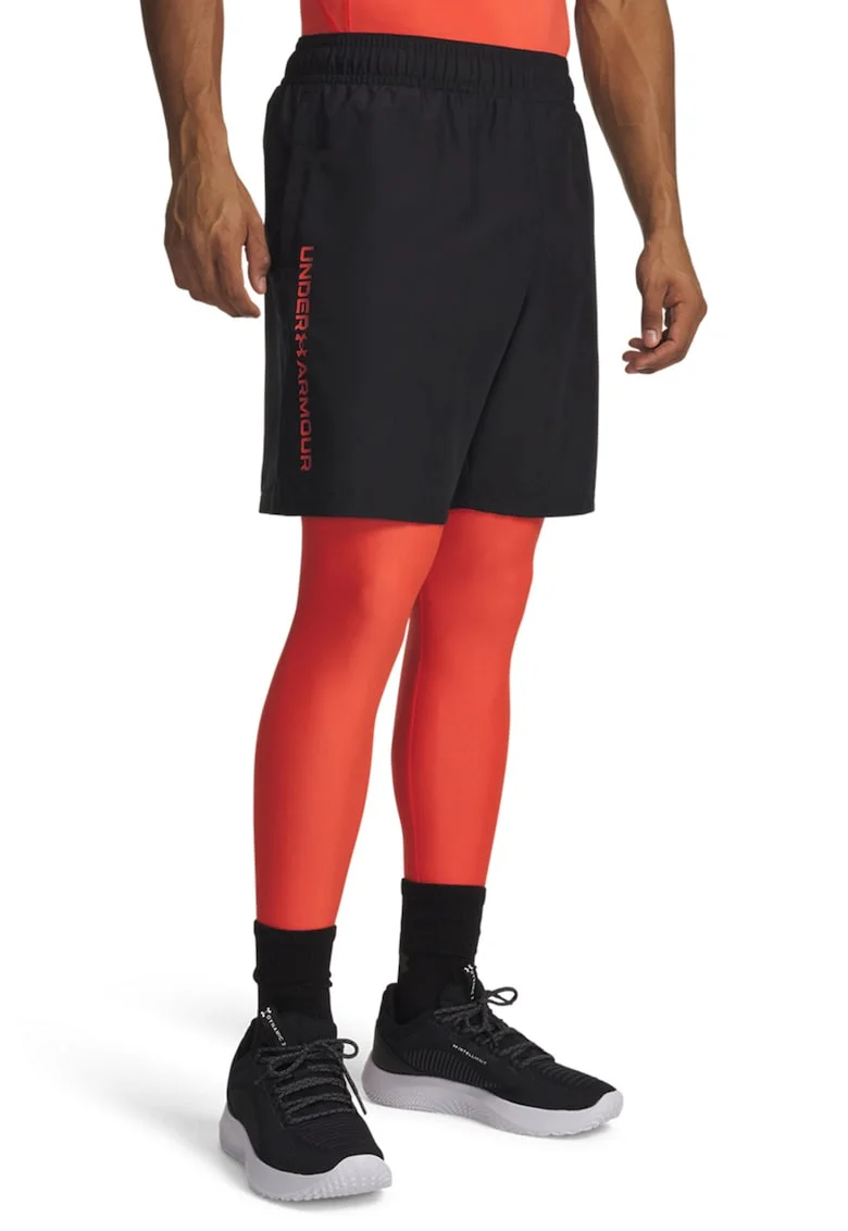 Pantaloni cu logo si buzunare laterale, pentru antrenament Tech, Rosu/Negru