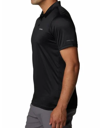 Tricou polo pentru trekking si drumetii, Negru