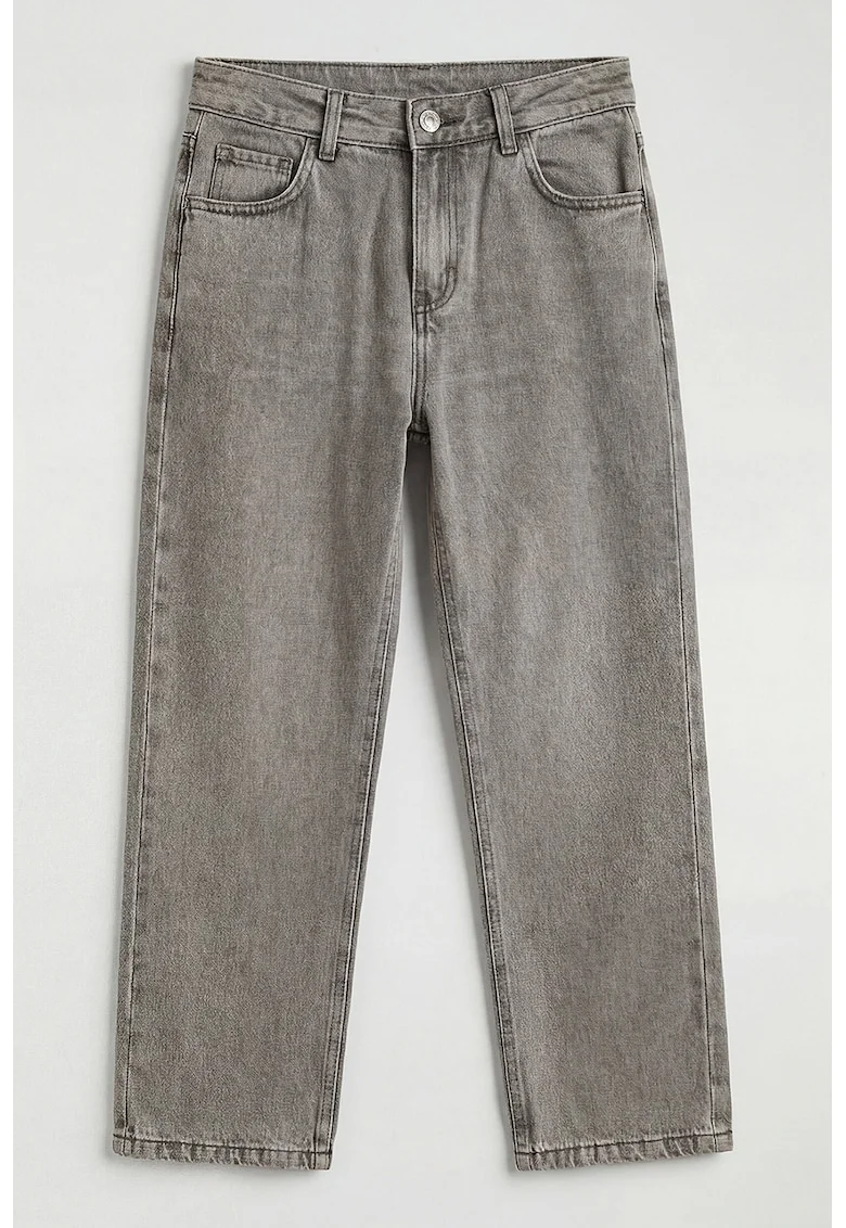 Blugi relaxed fit cu talie medie, Gri