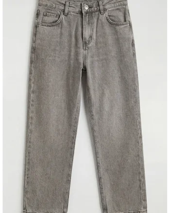 Blugi relaxed fit cu talie medie, Gri