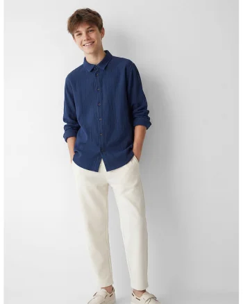 pantaloni conici cu snur, Alb fildes