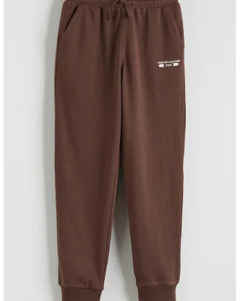 Pantaloni de trening din amestec de bumbac cu croiala conica, Maro