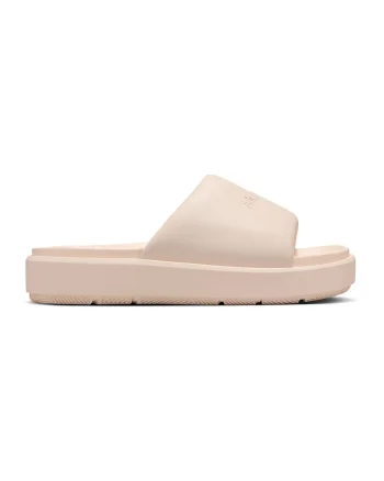 Papuci de piele cu logo brodat Jordan Sophia, Crem