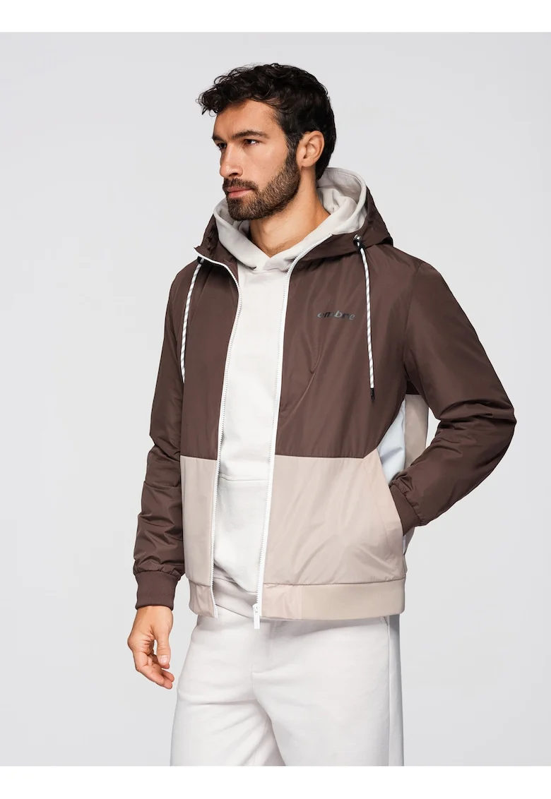 Jacheta regular fit cu captuseala si gluga  OM-JANP-0242, Maro