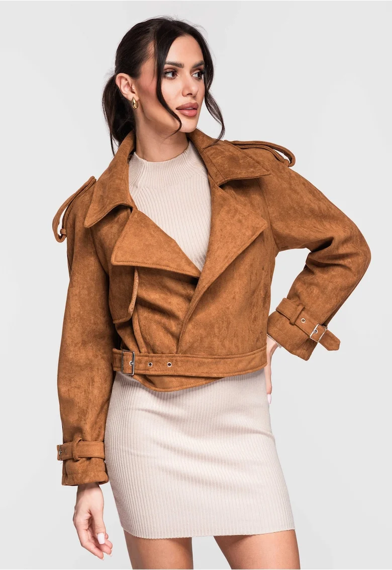 Jacheta de piele  OW-JAFL-0112, Maro camel