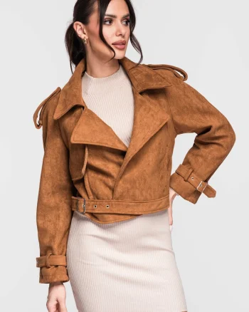 Jacheta de piele  OW-JAFL-0112, Maro camel