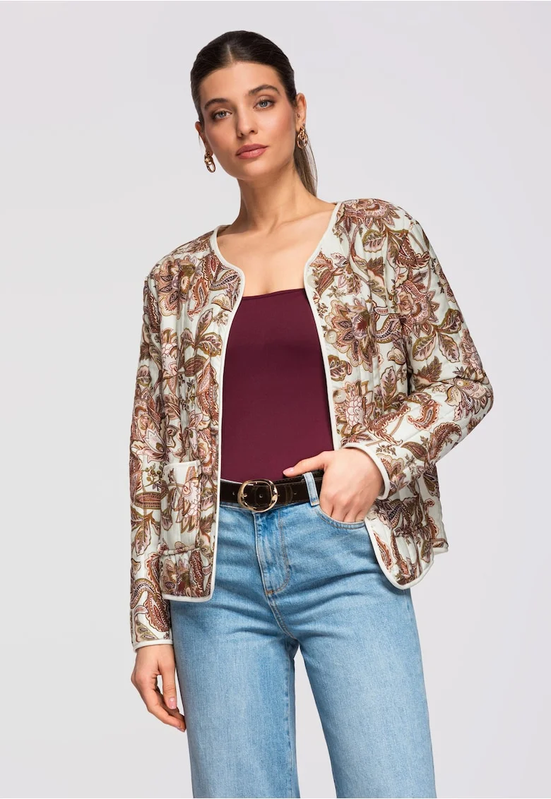 Jacheta scurta cu amestec de viscoza  OW-JALP-0127, Bej