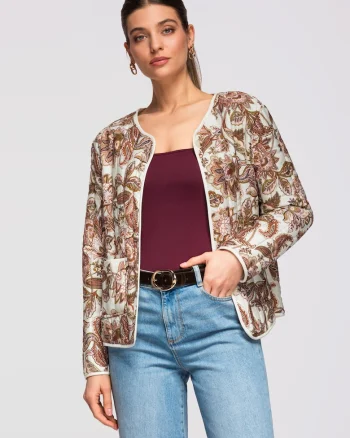 Jacheta scurta cu amestec de viscoza  OW-JALP-0127, Bej