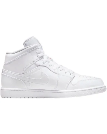 Pantofi sport pentru barbati AIR JORDAN Mid 1, 40.5, alb, piele naturala, Talpa din cauciuc cu sistem de amortizare Air, model 554724-136, Alb