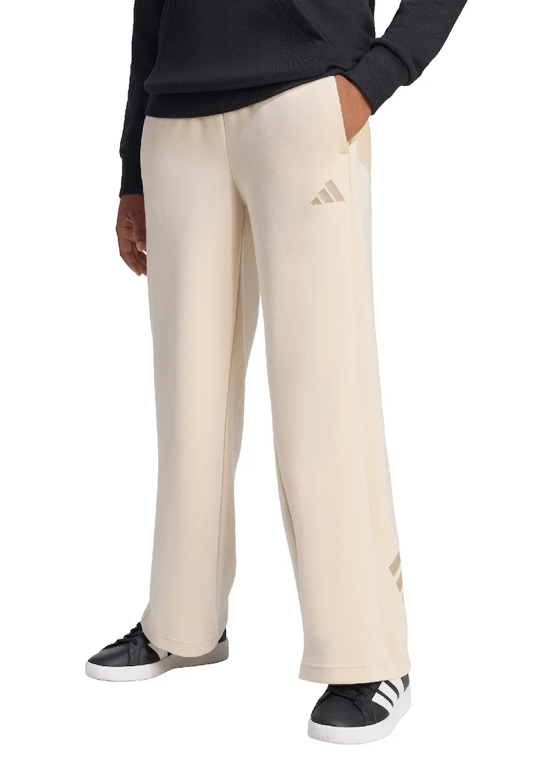 Pantaloni de trening cu croiala ampla si talie medie, Maro nisip