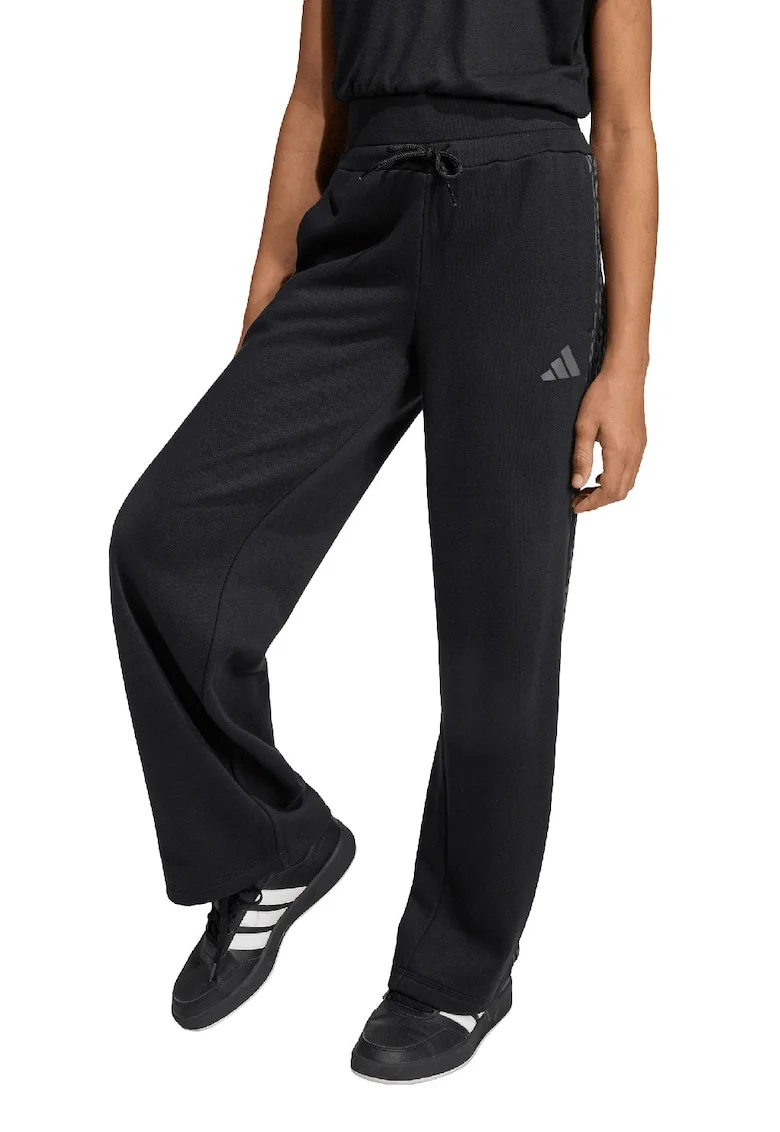 Pantaloni de trening din amestec de bumbac cu croiala dreapta, Negru/Negru stins