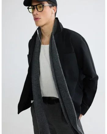 Jacheta regular fit din denim cu fermoar, Negru