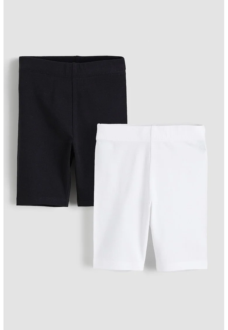 Set de colanti cu model uni - 2 perechi, Alb/Negru