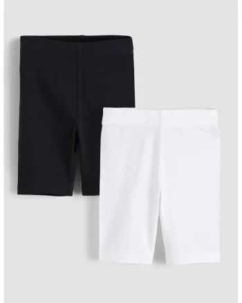 Set de colanti cu model uni - 2 perechi, Alb/Negru