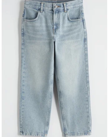 Blugi relaxed fit cu talie elastica, Albastru deschis