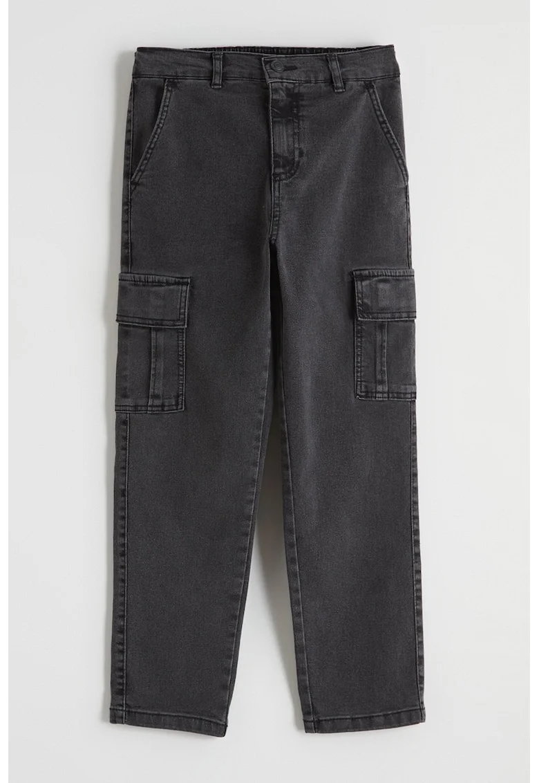 Blugi regular fit cu talie medie, Gri carbune