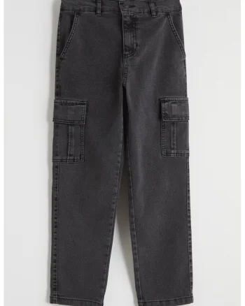 Blugi regular fit cu talie medie, Gri carbune