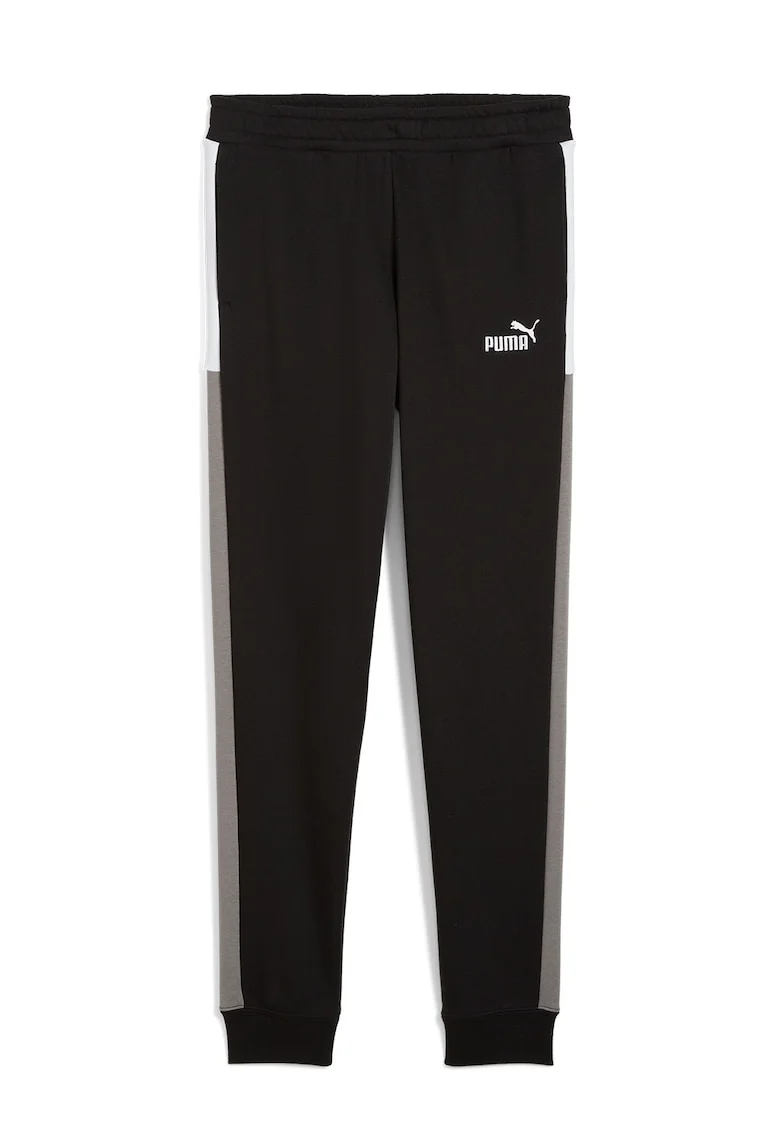 Pantaloni de trening din amestec de bumbac cu banda elastica in talie, Alb/Negru/Maro taupe deschis