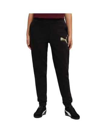 Pantaloni femei  Ess Metallic Sweatpants Fl, Negru
