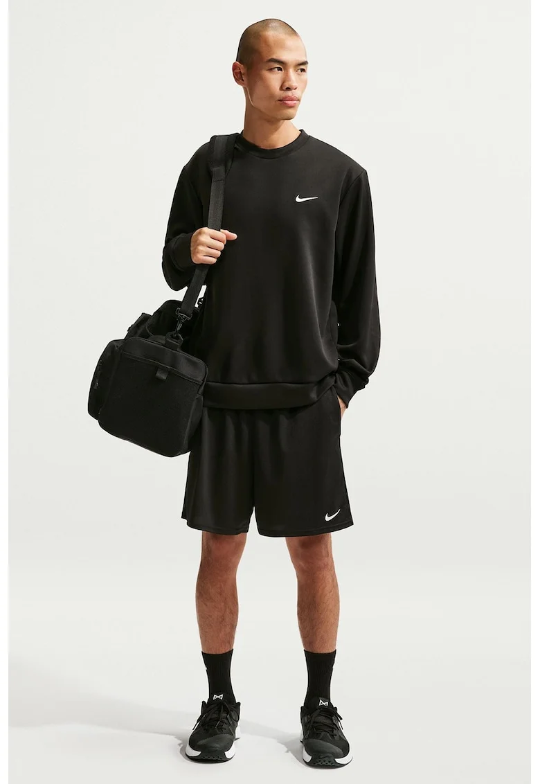 Pantaloni scurti cu detaliu logo pentru fitness, Negru