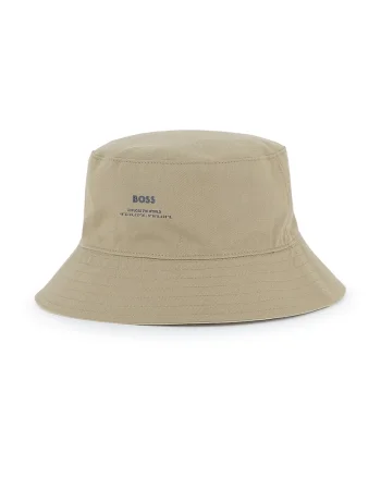 Palarie bucket cu aplicatie logo, Bej