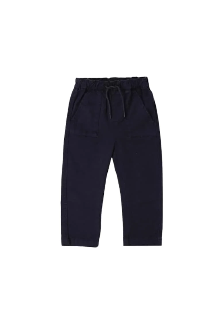 Pantaloni iDO din Twill Peach-Touch cu Snur si Talie Reglabila