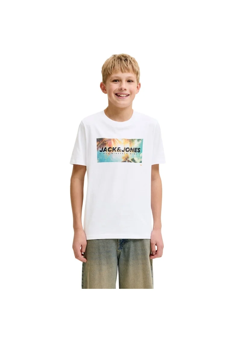 Tricou JACK &JONES Indiana SS JNR 59431, Alb