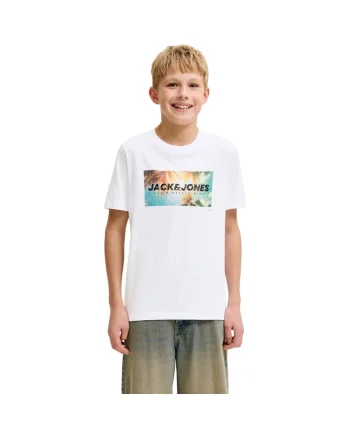 Tricou JACK &JONES Indiana SS JNR 59431, Alb