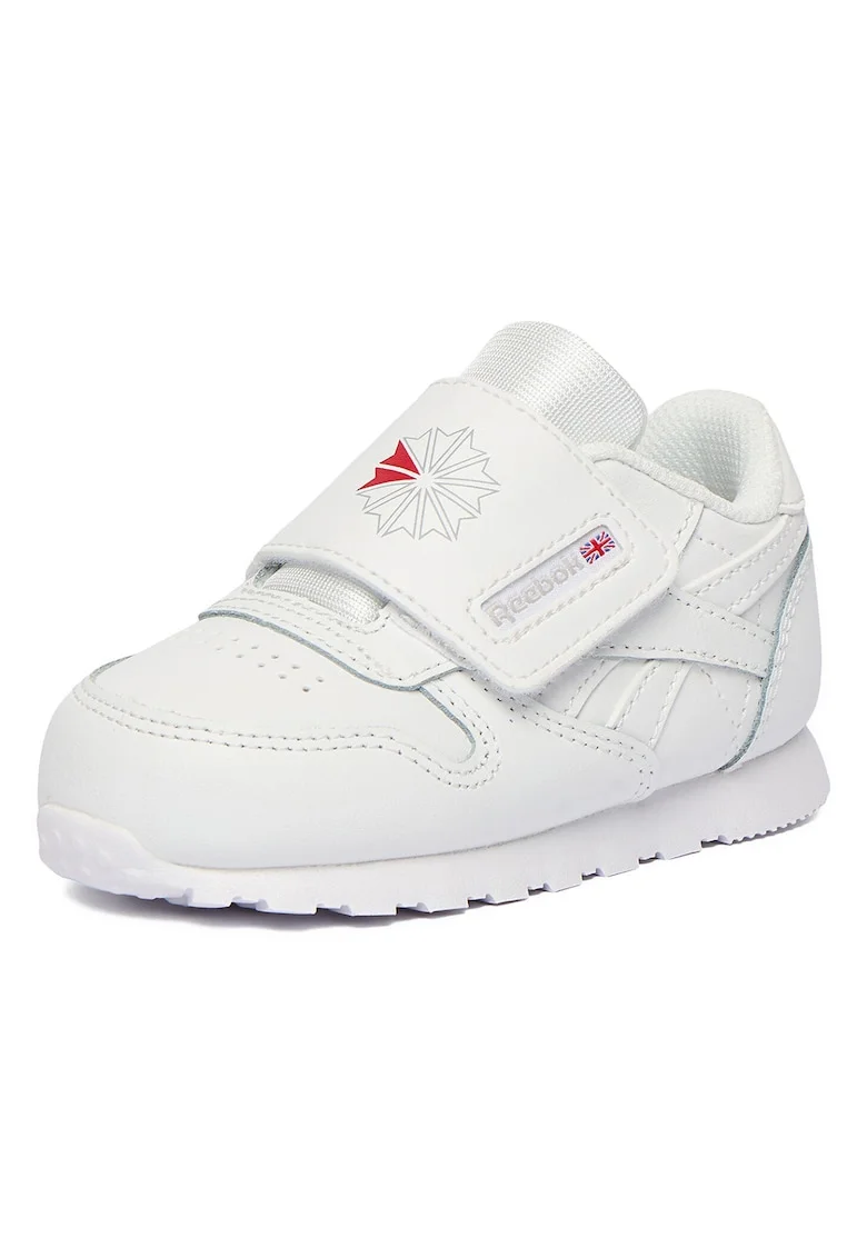 Pantofi sport,  piele naturala, alb, sistem inchidere Velcro,