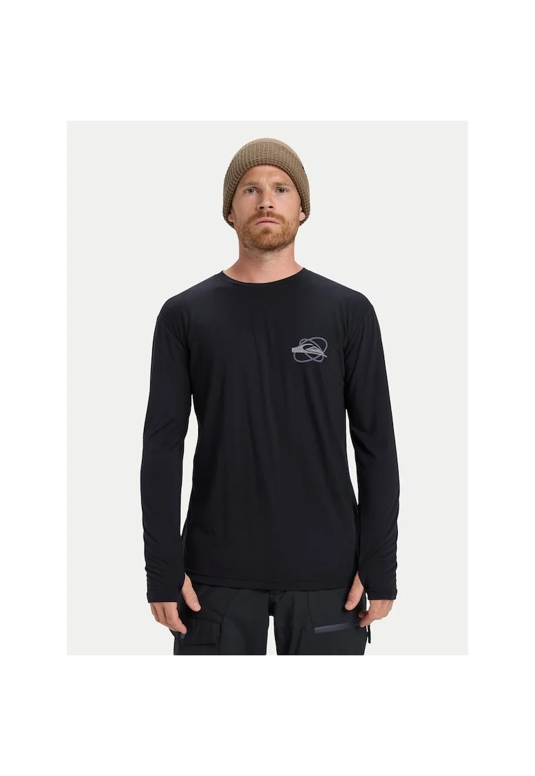 Bluza sport barbati,  maneca lunga, poliester reciclat, negru,
