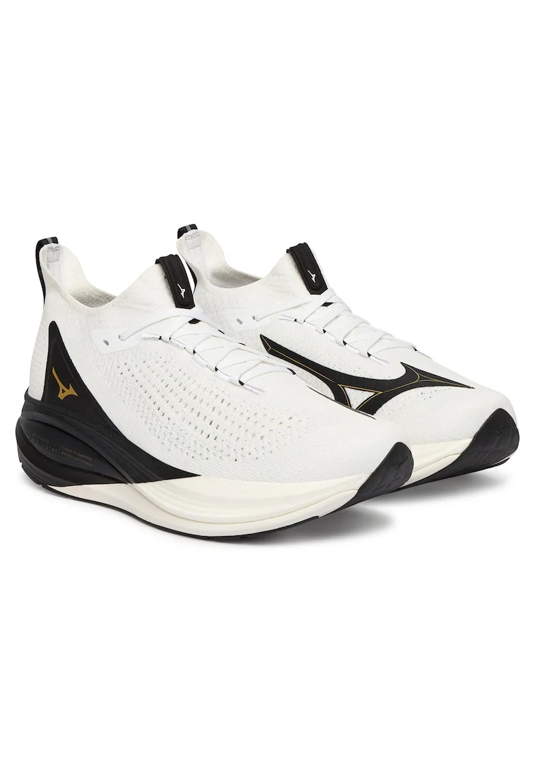 Pantofi sport barbati,  alergare, material textil, alb negru