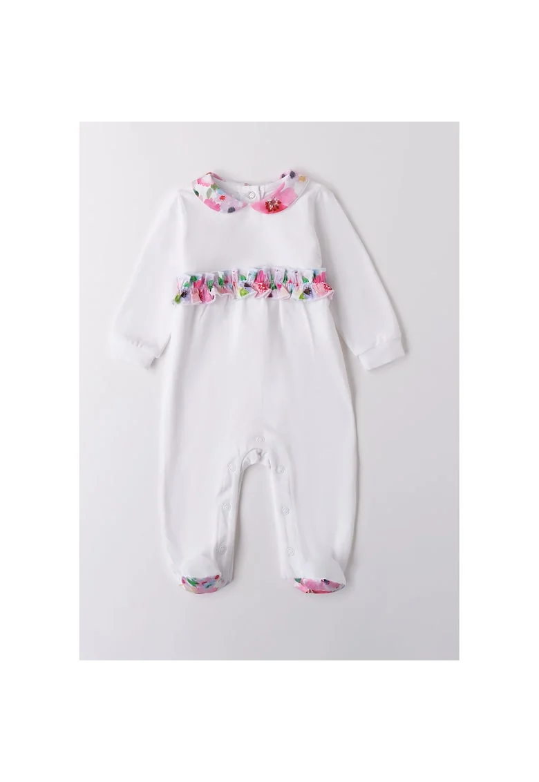 Salopeta cu volane cu imprimeu floral pentru fetite