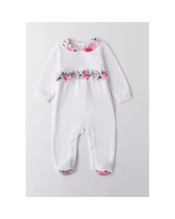 Salopeta cu volane cu imprimeu floral pentru fetite